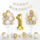 28 Pcs 1st Birthday Decoration Combo Kit for Boys & Girls, Multicolour, Set of 1