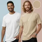Polyester Round Neck T-shirt for Men, Multicolour, Pack of 2 