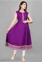 Anarkali Rayon Solid Kurti for Women 