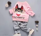 Hosiery Cotton Full Sleeves T-Shirt with Pant Clothing Set for Kids 