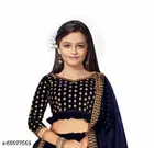 Satin Embroidered Lehenga with Choli & Dupatta for Girls 