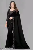 Lycra Solid Saree for Women 