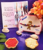 Alloy Rakhi with Greeting Card & Roli Chawal 