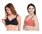 Cotton Blend Solid Non Padded Feeding Bras for Women 
