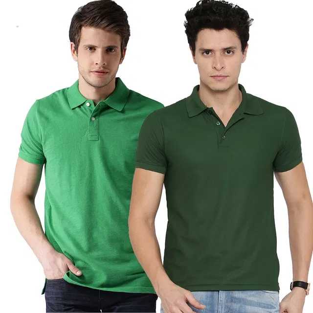 Polo Cotton Blend T-shirts for Men, Pack of 2 (Multicolor, M)