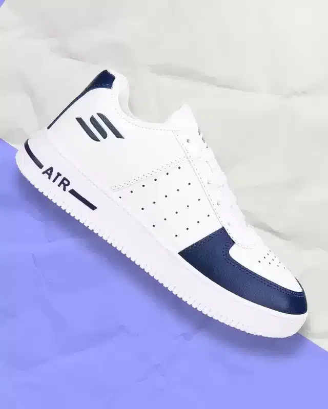Casual Shoes for Men (White & Navy Blue, 7)