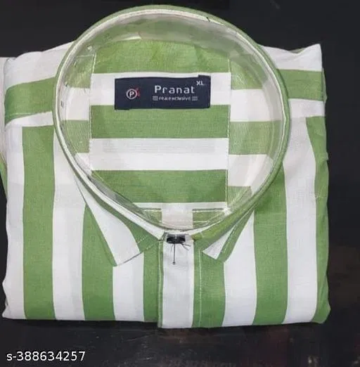 Cotton Blend Striped Shirt for Men, Multicolor (M)
