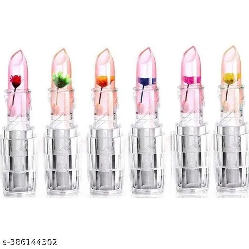 Waterproof Flower Lipstick Jelly Flower Transparent Color Changing Lipstick Flower Jelly Lipstick (PACK OF 6)
