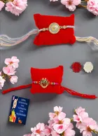 Metal 2 Pcs Rakhi with Greeting card, Roli 