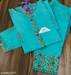 Cotton Embroidered Kurta with Pant for Women 