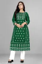 Chanderi Cotton Printed Kurti with Pant for Women 