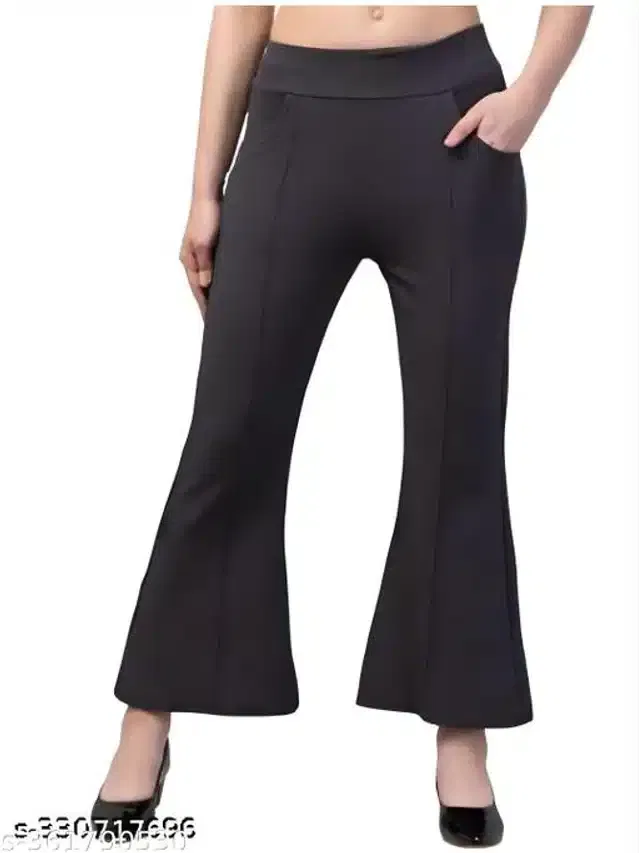 Cotton Blend Trouser for Women (Black, 24)