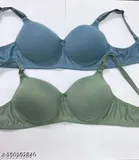 Cotton Blend Solid Padded Bra for Women 