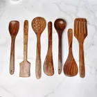 Wooden Utensils Set for Kitchen (Brown, Set of 7)