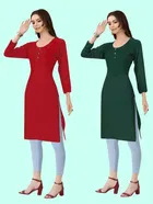 Crepe Solid Kurtis for Women 
