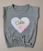 Cotton Blend Sleeveless Top for Girls (Grey, 0-1 Years)