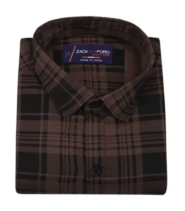 Full Sleeves Shirt for Men (Brown, M)