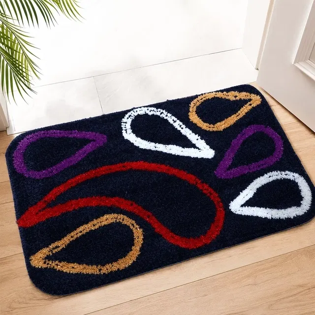 Qaleen Microfiber Polyster Door Mat Blue