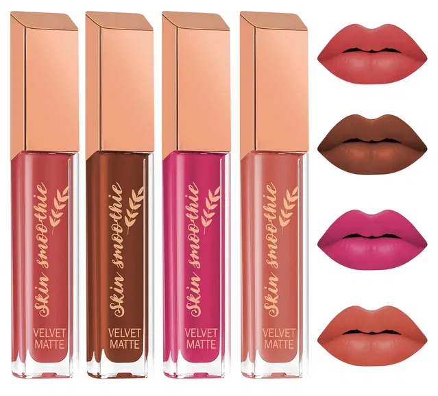 Skin Smoothie Liquid Lipstick, Nude Edition [Pack of 4]