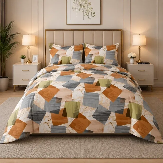 Simple Home 120TC Abstract Queen Bedsheet 88x96inch Grey