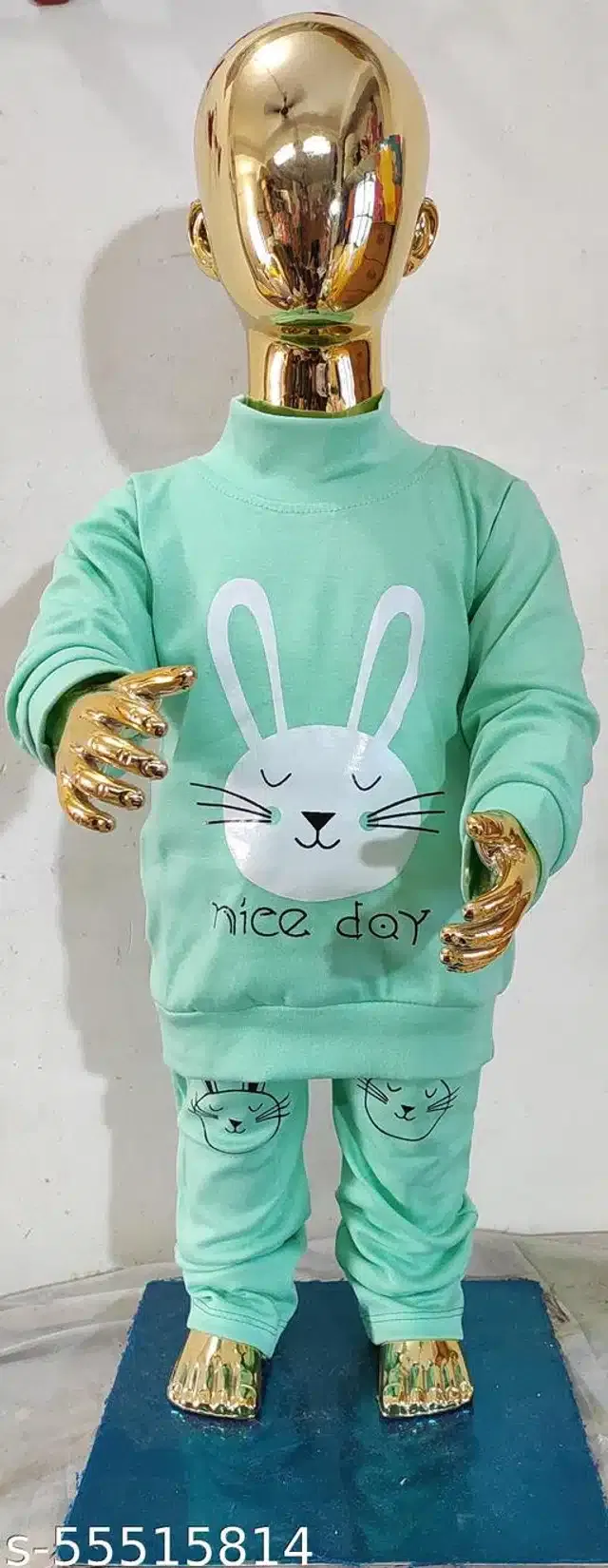 Hosiery Cotton Full Sleeves T-Shirt with Pant Clothing Set for Kids (Sea Green, 18-24 Months)