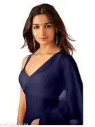 Plain Pure Georgette Alia Bhatt Saree for Women 