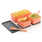 KS Premium Quality Plastic Lunch Box Tiffin Box 3 Containers Lunch Box 