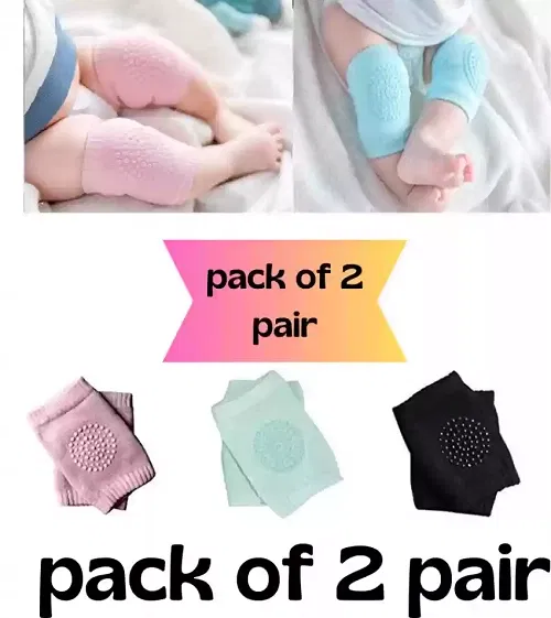 Woolen Solid Knee Cap for Baby (Multicolor, Pack of 2)