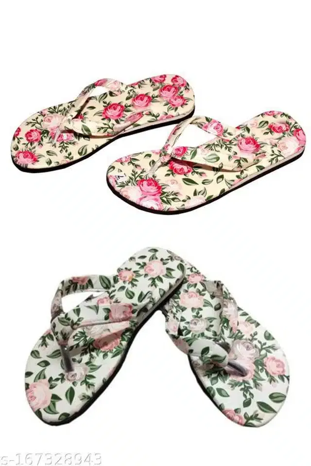 LifeO Slippers for Women (Multicolor, 7) (Set of 2)