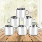 Stainless Steel Tea Cup (Multicolor, 100 ml) (Pack of 6)