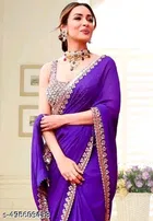 Georgette Embellished Saree For Women, Blue