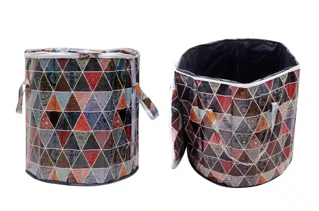 PVC Printed Round Laundry Bag (Multicolor, 30 L)