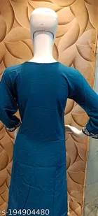 Rayon Slub Embroidered Kurti for Women 