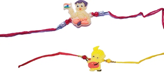 Synthetic Rakhi for Raksha Bandhan (Multicolor, Pack of 2)