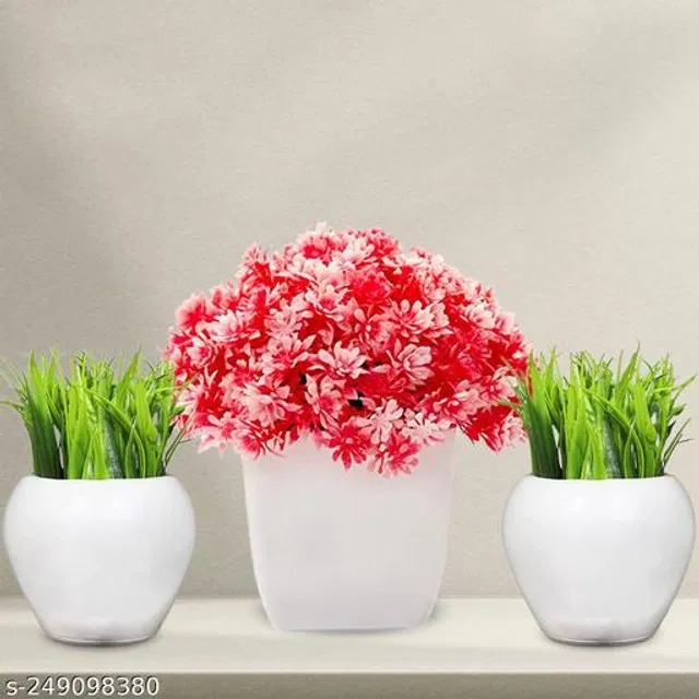 Plastic Artificial Flower (Multicolor, Pack of 3)