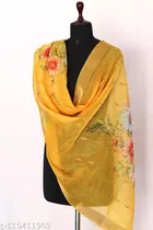 Art Silk Printed Dupatta for Women & Girls, Yellow 