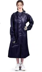 Solid Overcoat with Hoods and Side Pocket Raincoat for Women 