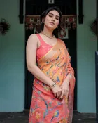 Linen Printed Saree for Women 