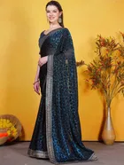 Bollywood Teal Lycra Saree for Women