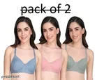 Cotton Solid Bra for Women & Girls, Multicolour, Pack of 3 
