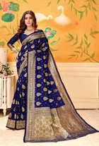 Silk Woven Design Saree for Women, Navy Blue 