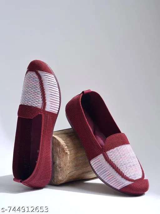 Shoetopia Girls Colorblocked Mesh Ballerinas Red Size 8