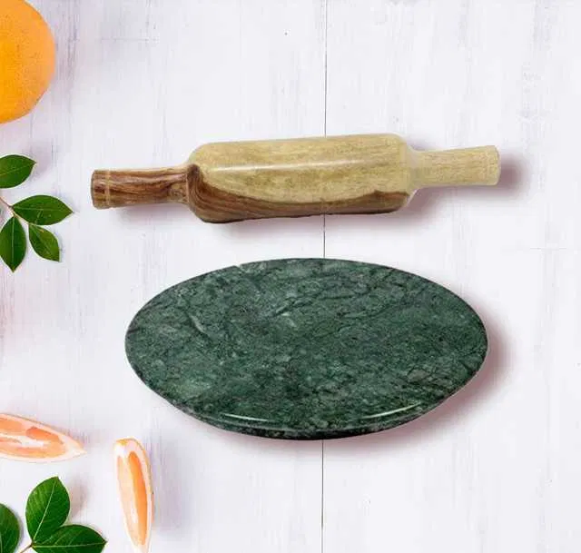 Marble Roti Maker Chakla Belan (Pack of 2, Green) (RF-008)