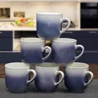 6 Pcs Ceramic Tea & Coffee Cup Set - Dual Tone Royal Blue