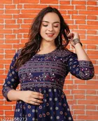 Rayon Printed Anarkali Kurti for Women 