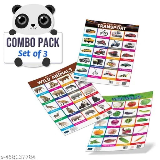 Bookford Publications My small chart Wild Animals, Vegetables & Transport (Set of 3)