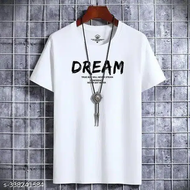Half Sleeves T-Shirt for Men (White, L)