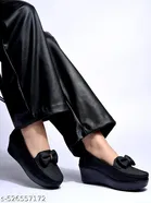 Solid Synthetic Loafers for Women 