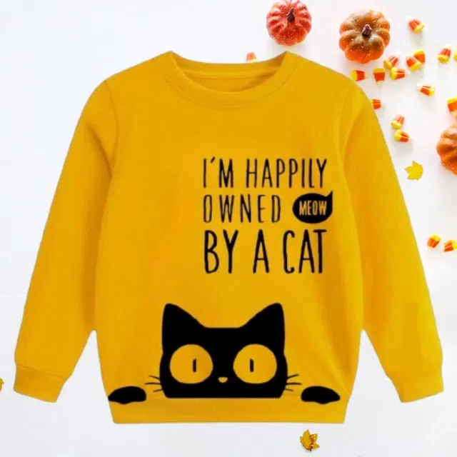 Cotton Full Sleeves Printed Sweatshirt for Kids (Yellow, 5-6 Years)