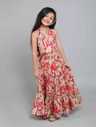 Rayon Printed Lehenga with Choli for Girls (Multicolor, 24)